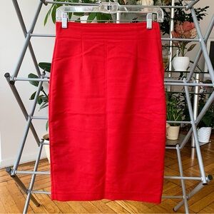 🚫SOLD🚫 ZARA Basic Women Pencil Bright Red Skirt Knee Length Size XS